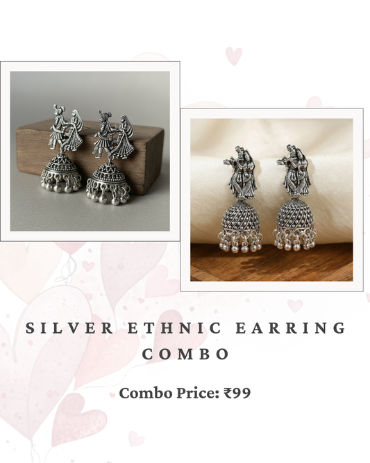 Silver Ethnic Earring Combo
