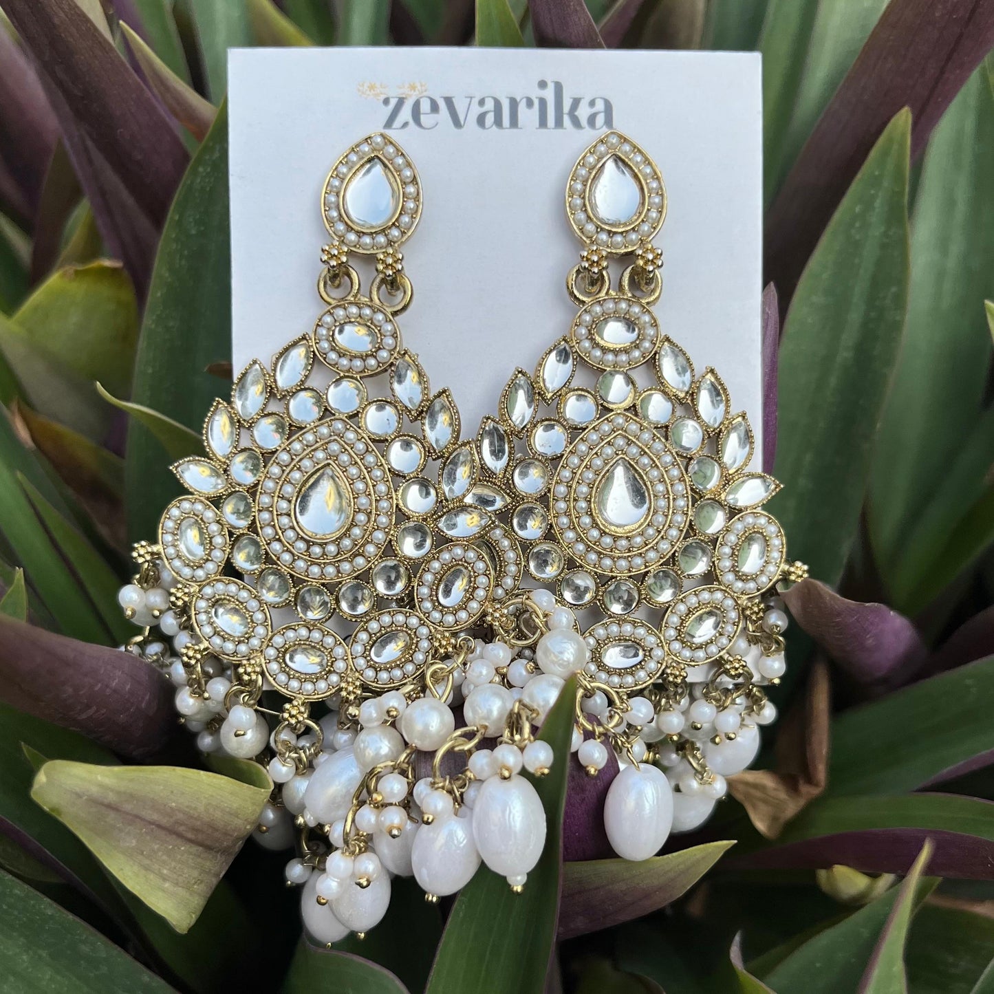 Royal Pearl Kundan Chandbaali