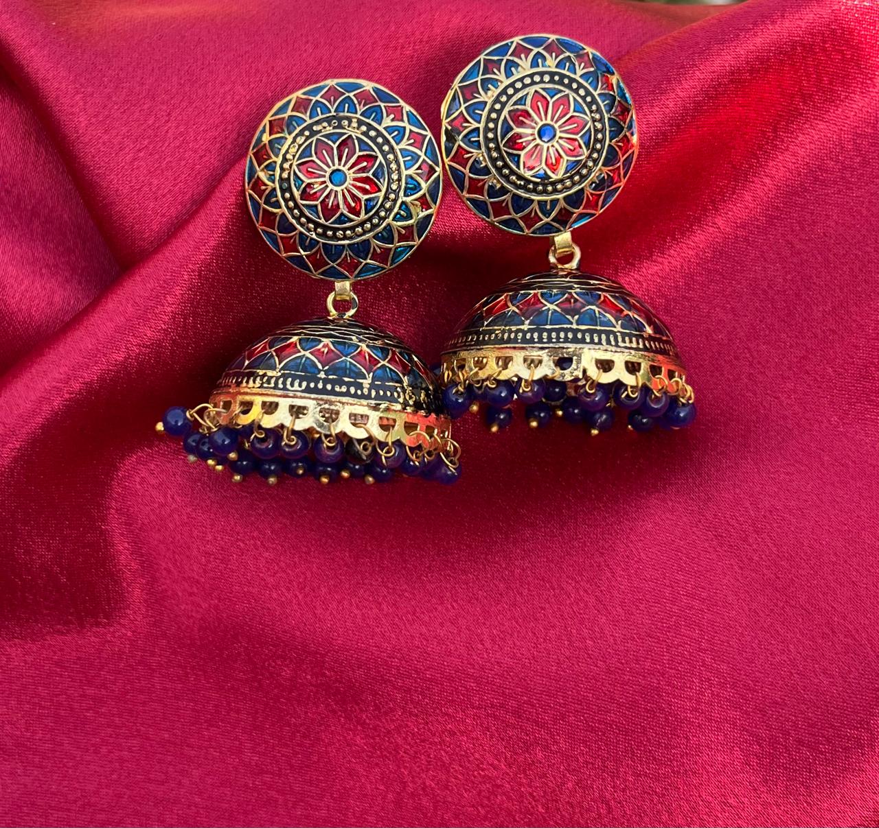 Meenakari Royal Dome Jhumkas