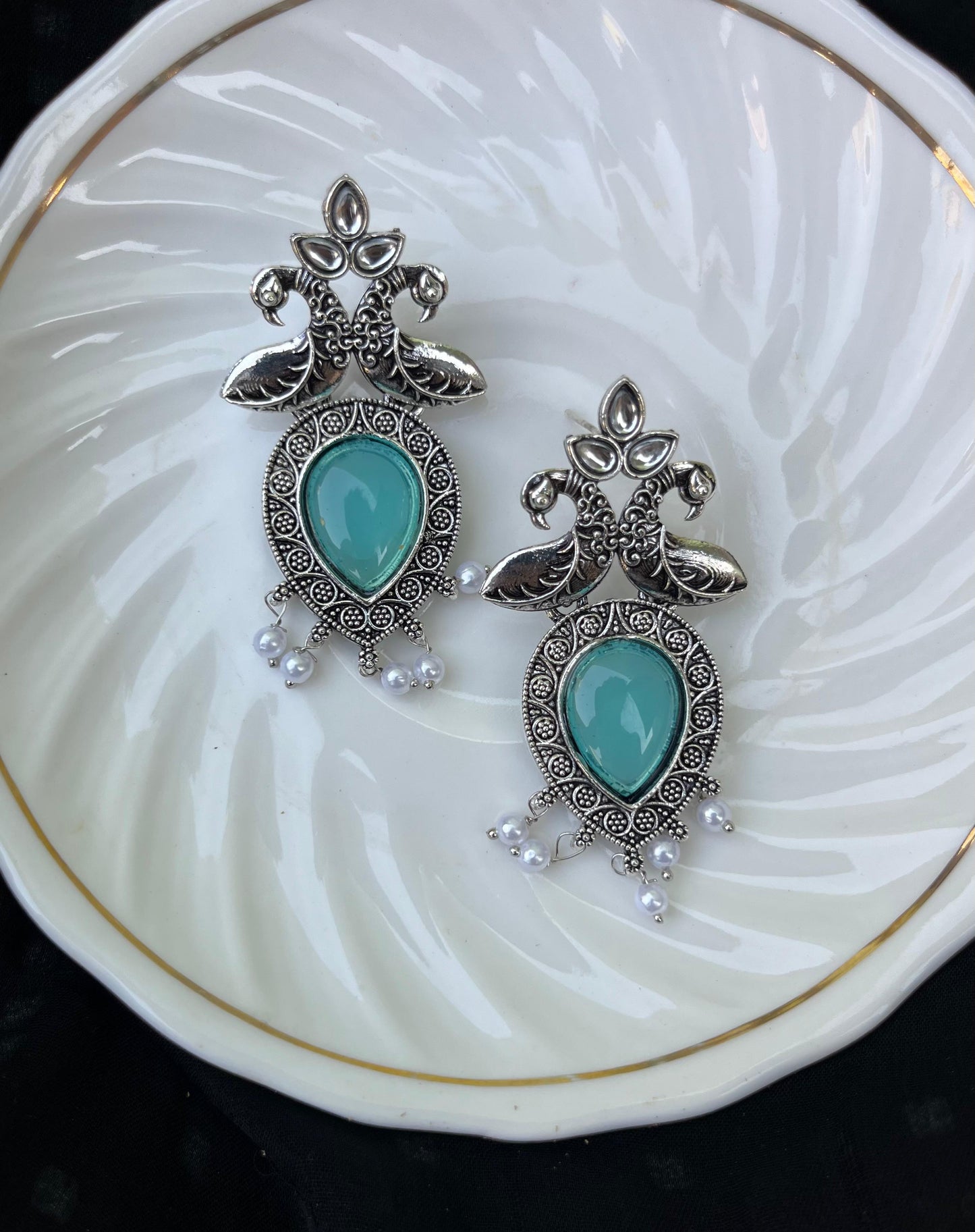 Lotus Bloom Oxidised Earrings