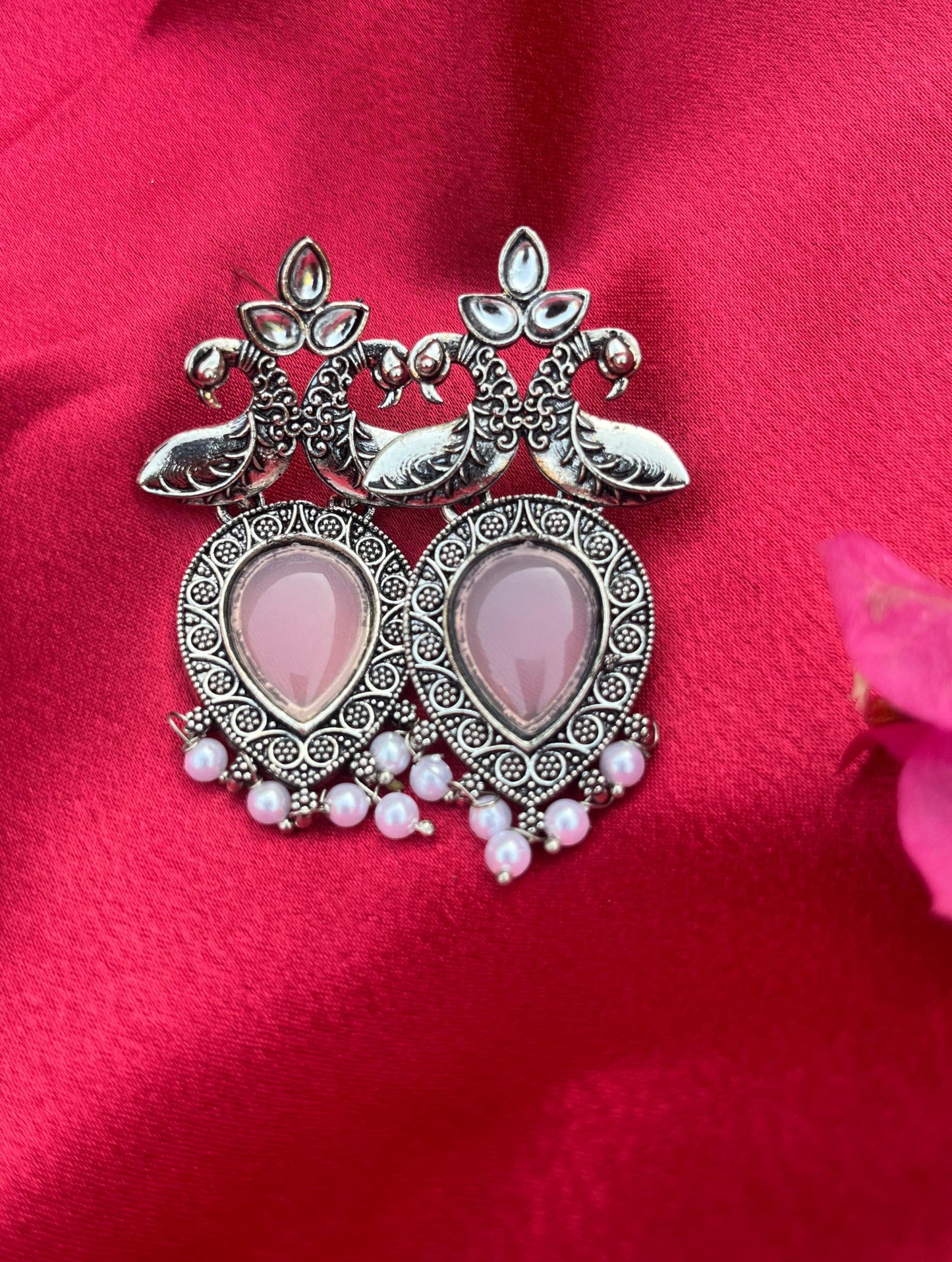 Lotus Bloom Oxidised Earrings