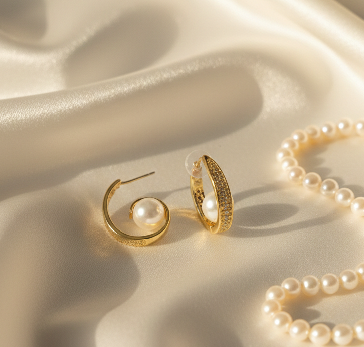 Pearl Embrace Hoops
